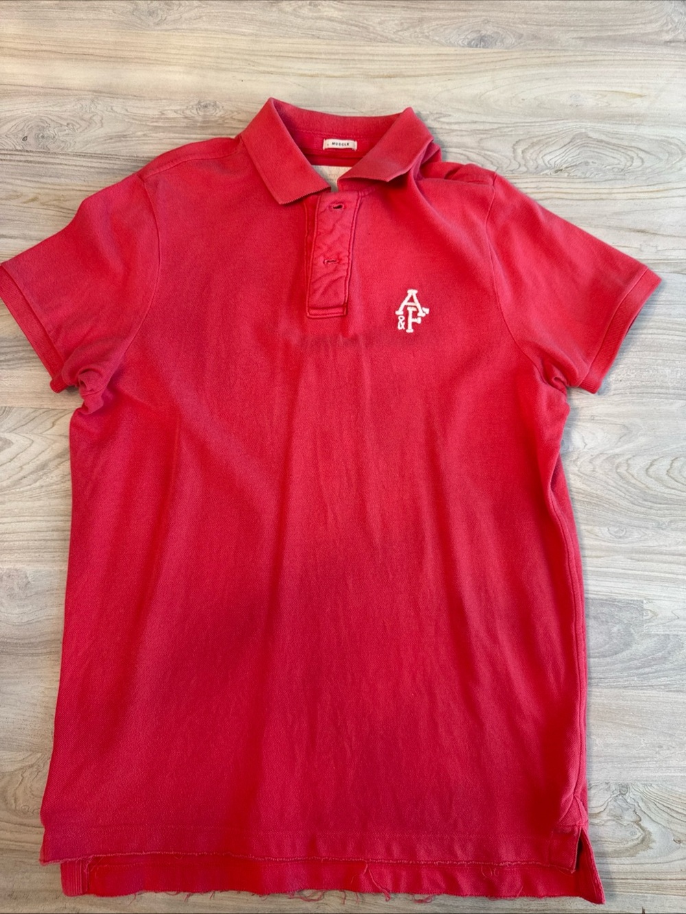 Abercrombie & Fitch Red Polo with White AF Crest, 90s Vintage